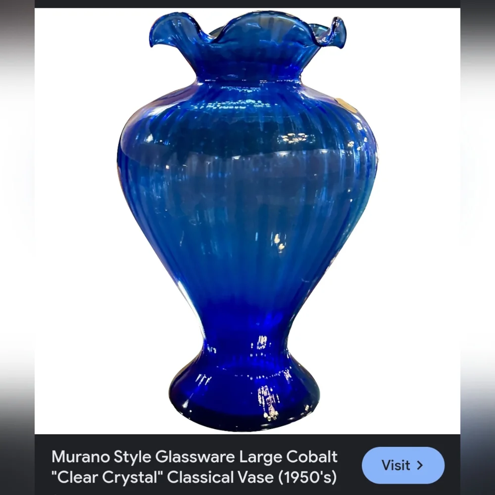 Murano Style Glassware Large Cobalt 